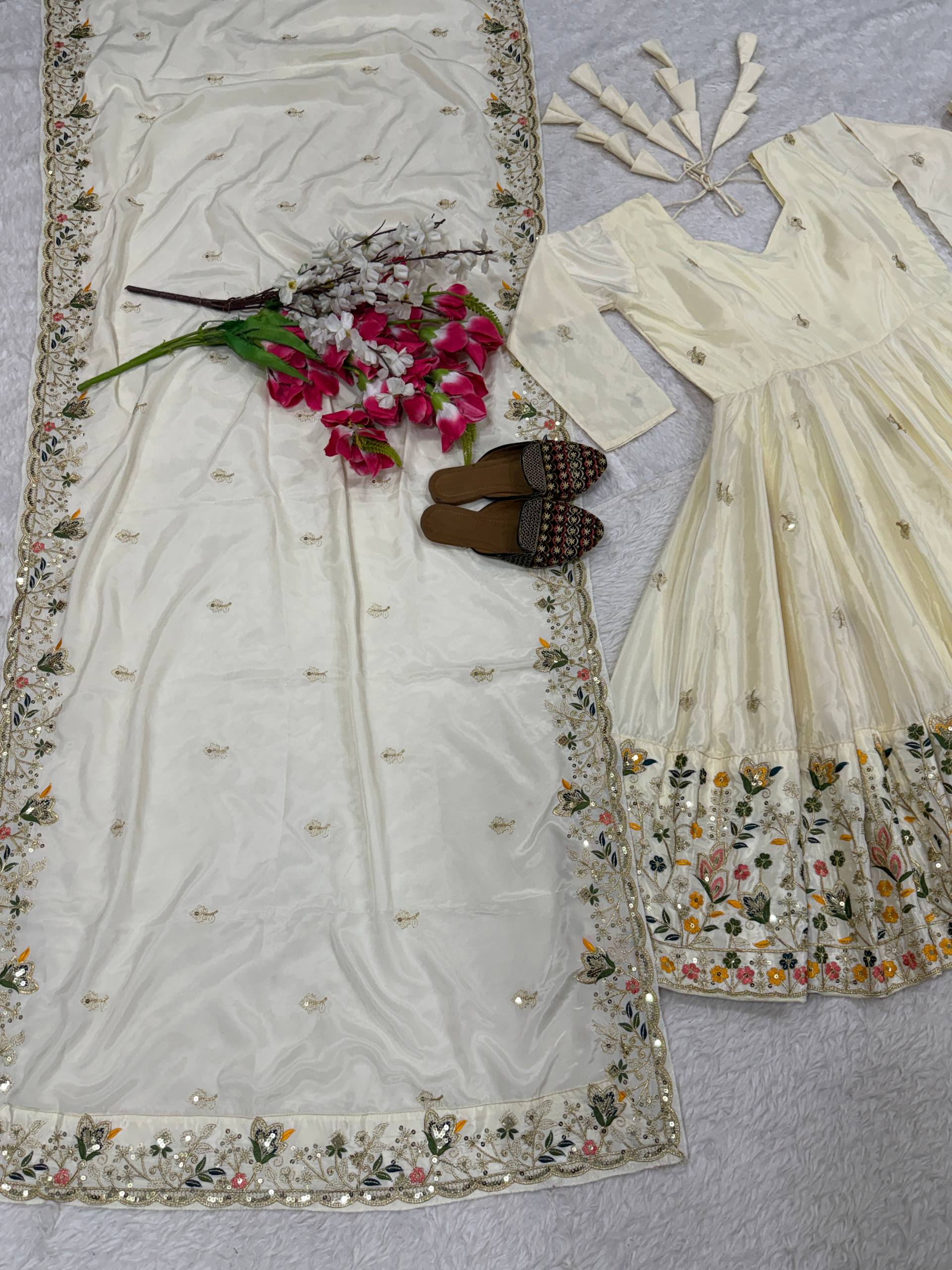 The Radiant Mustard Botanical-Hem Anarkali